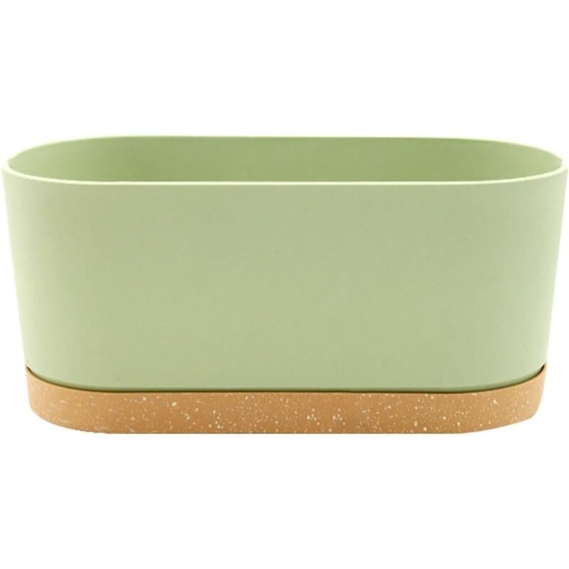 Rechteckiger Blumentopf aus Kunststoff, Gemüseblumentopf, Balkon, einfach, für Schlafzimmer, Balkon, Wohnzimmer (Grün, A) 40 x 17,8 cm