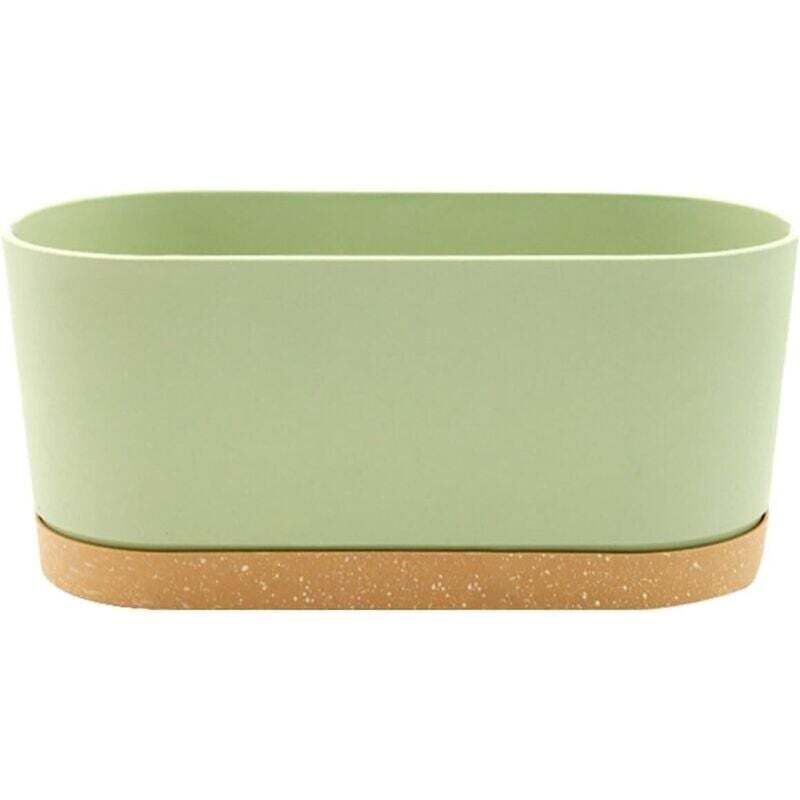 Rechteckiger Kunststoff-Blumentopf, Pflanzkübel, Balkon, schlicht, für Schlafzimmer, Balkon, Wohnzimmer (grün, A) 40 x 17,8 cm