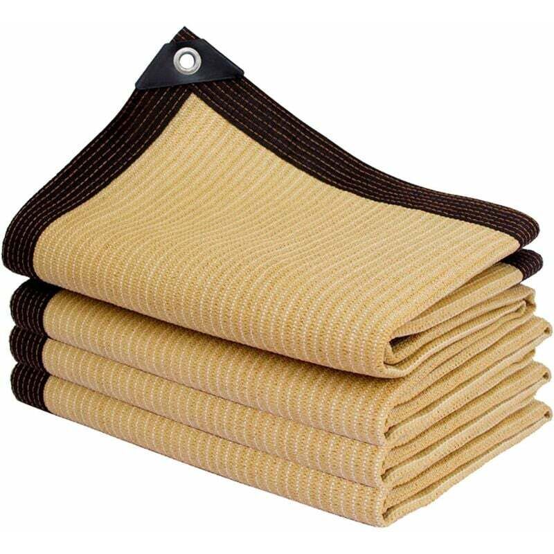 Tonchean - Rechteckiges Schattennetz, leichtes Outdoor-Schattentuch für Markise, Pool und Carport, Schattenstoff mit robusten Ösen, Beige, 3 x 7 m