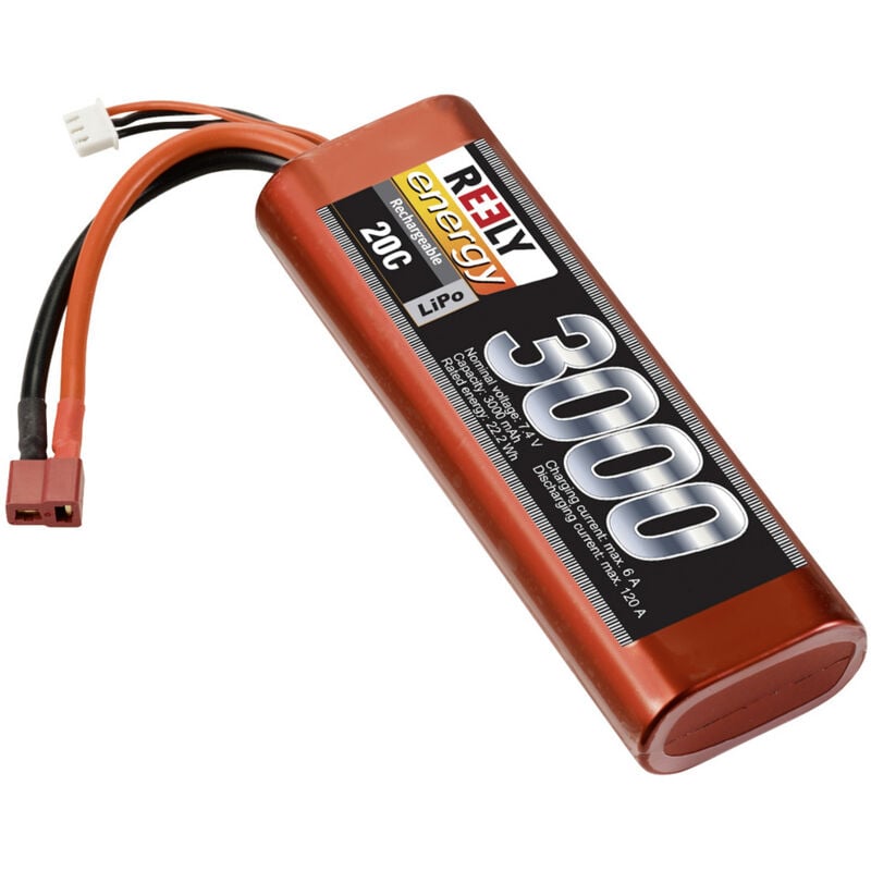 Modellbau-Akkupack (LiPo) 7.4 v 3000 mAh Zellen-Zahl: 2 20 c Stick Hardcase T-Stecksystem - Reely