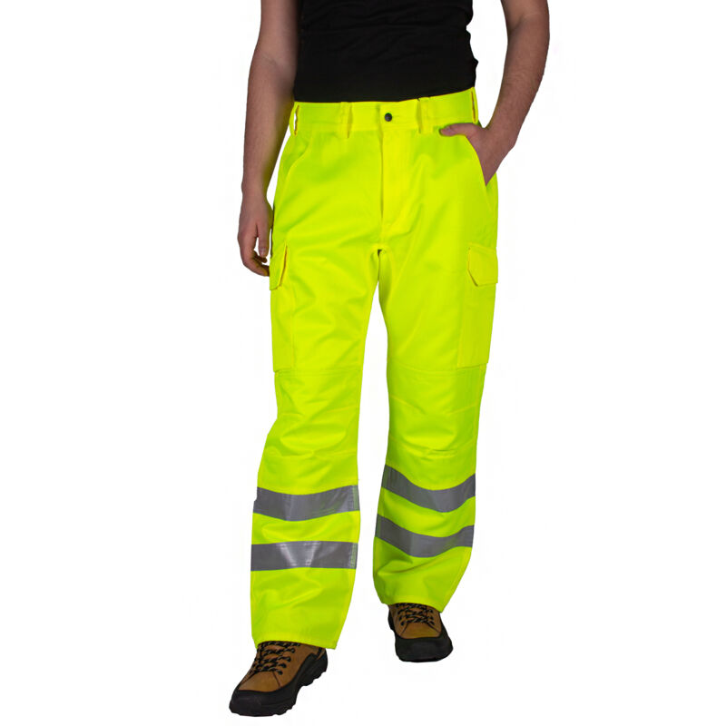 REFLEKTIERENDE Arbeitshose, HÜFTLANG reflektierend gelb BHP Arbeitshose 38 XL
