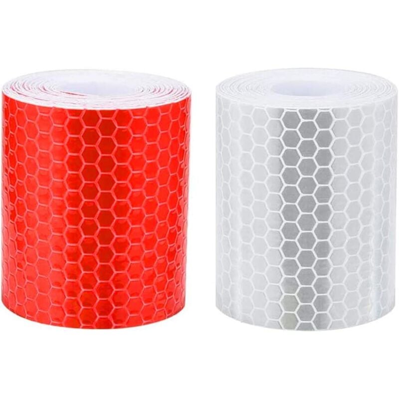 Reflektorband, 2 Stück, 5 cm × 3 Meter, selbstklebendes Reflektorband, hohe Sichtbarkeit für Fahrzeuge, Autos, Anhänger, Fahrräder, Helme – Weiß und