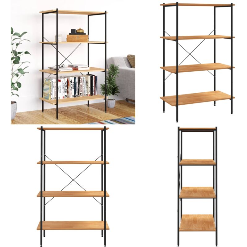 Regal mit 4 Böden Schwarz und Eiche-Optik 80x40x130 cm - Bücherregal - Regal Schwarz - Regal Mit 4 Böden - Wohnraumorganisation - Aufbewahrungslösung