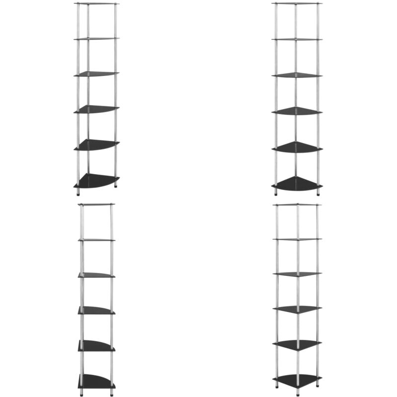 Vidaxl - Regal mit 6 Ablagen Schwarz 30x30x160 cm Hartglas - Glasregal - Schwarzes Regal - Modernes Regal - Regal Mit 6 Ablagen - Badezimmerregal