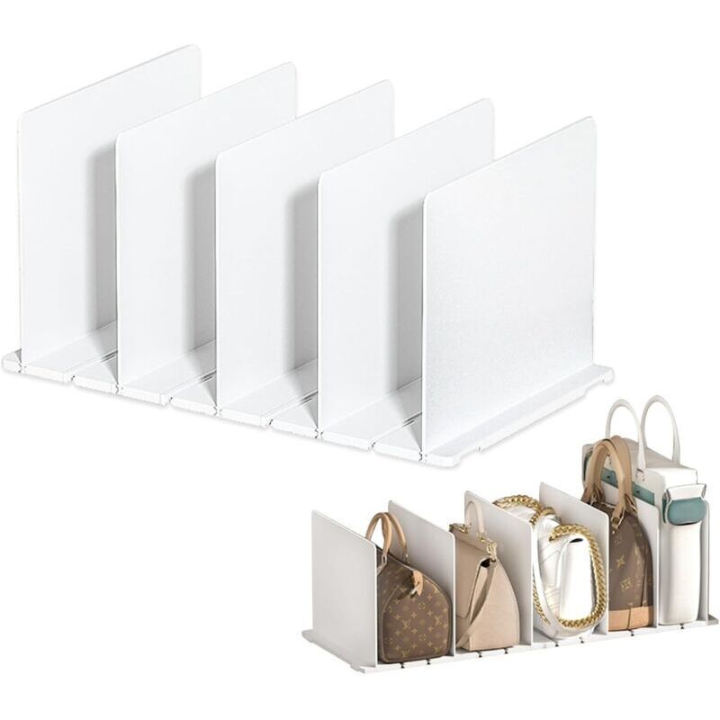 Regaleinsätze, verstellbare Handtaschen-Organizer für Kleiderschrank und Garderobe, ABS-Handtaschen-Organizer – Weiß