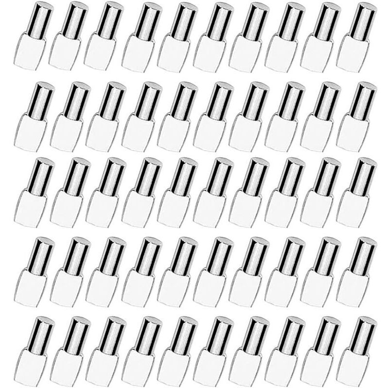 Regalhalterungen, Metall-Regalhalterungen, vernickelt, 5 mm, 100 Stück für Möbel, Schränke und Bürobedarf