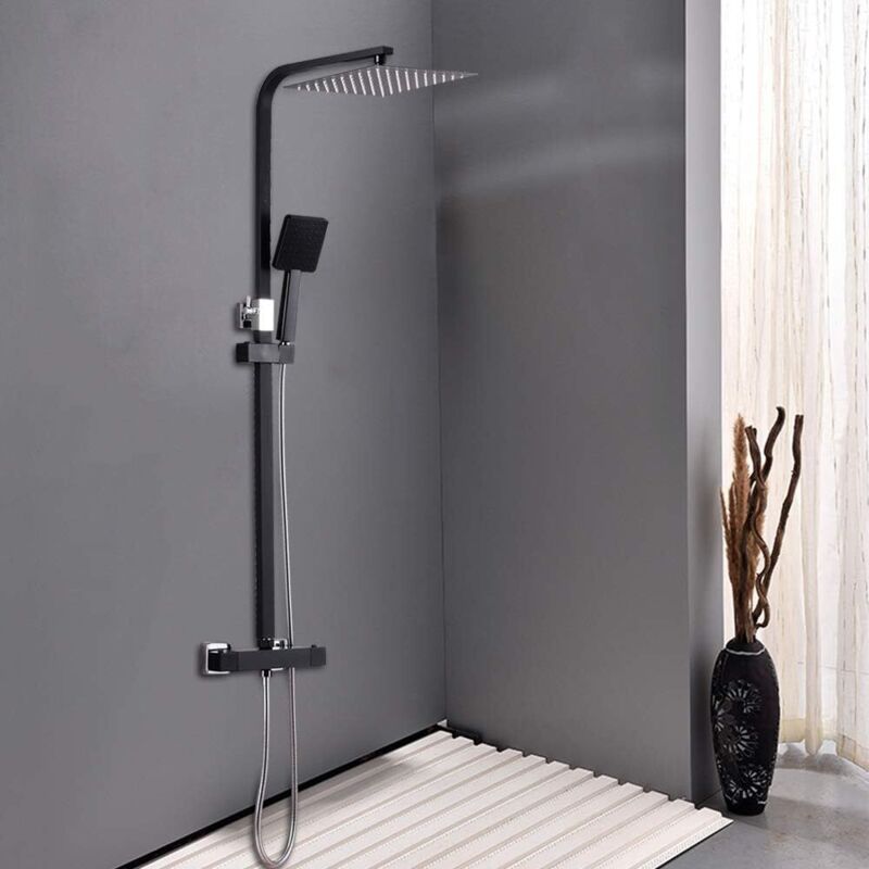Regendusche Duschsystem mit Armatur Edelstahl Duschset Duschsäule Regendusche Duscharmatur Komplettset Handbrause Quadratisch