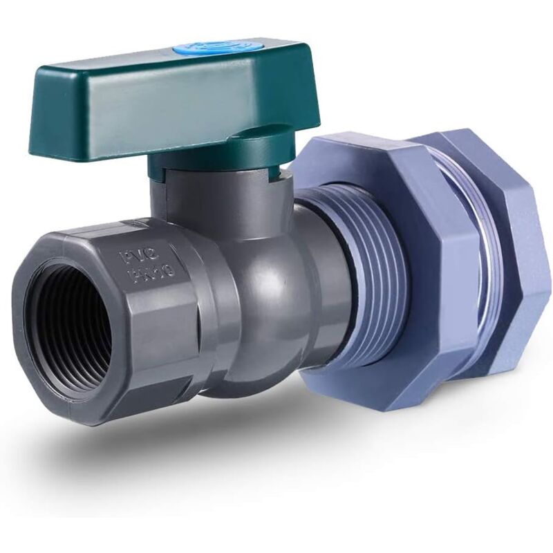 Ersandy - Regenfass-Wasserhahn-Set, 3/4 Zoll Regenfassventil mit Schott-Anschlussadapter für Aquarien, Wassertanks, Wannen, Pools
