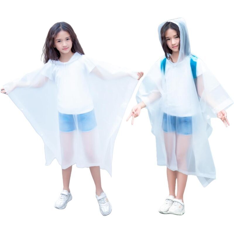 Regenmäntel für Kinder, Regencapes für Kinder, wiederverwendbare, wasserdichte EVA-Regenmäntel, Regencapes mit Kapuze für Jungen und Mädchen,