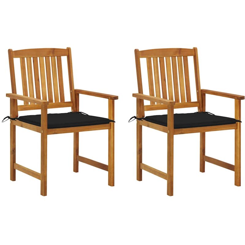 Gartenstühle mit Kissen 2 Stk. Massivholz Akazie Vidaxl