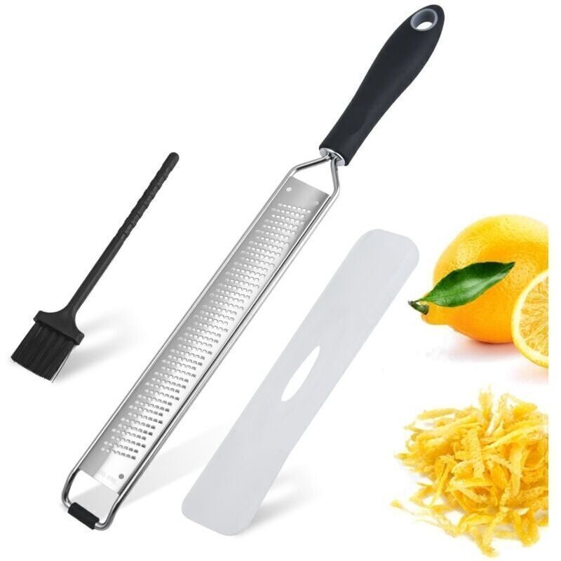 Reibe aus Edelstahl für Zitronen, Zitrusfrüchte und Käse – ergonomisch und rutschfest – multifunktionale Käsereibe – Reibe für Ingwer, Käse, Früchte