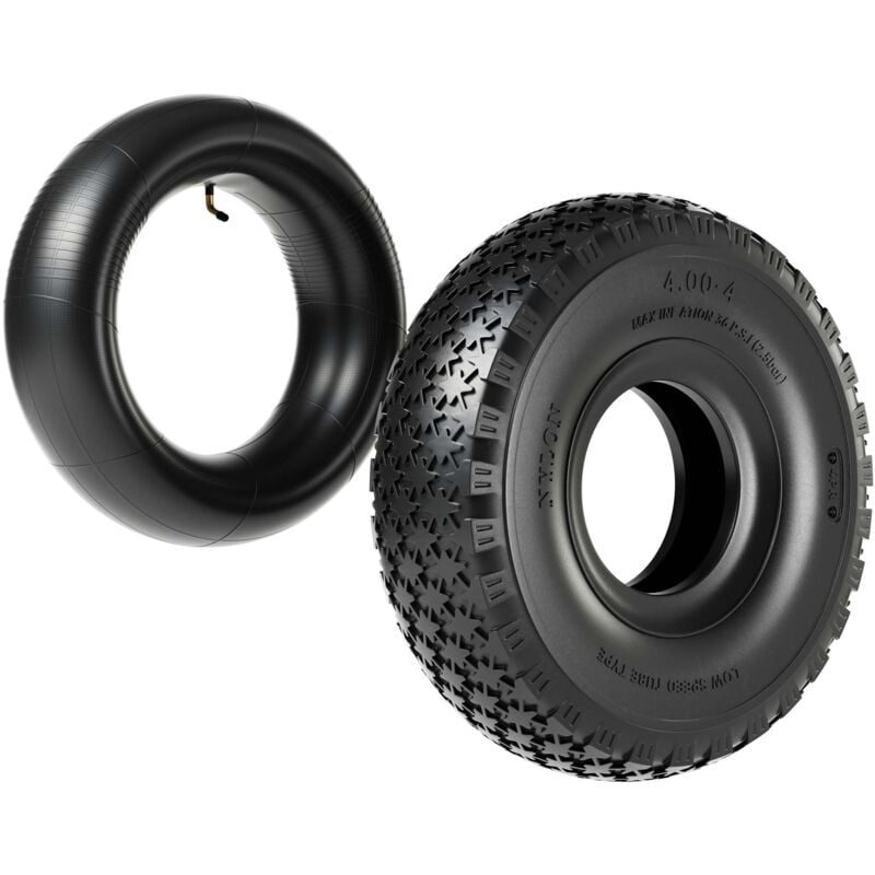 Wiltec - Reifen für den Aufsitzmäher 11x4.00-4 4pr mit Schlauch und Winkelventil Komplettrad Rasentraktor