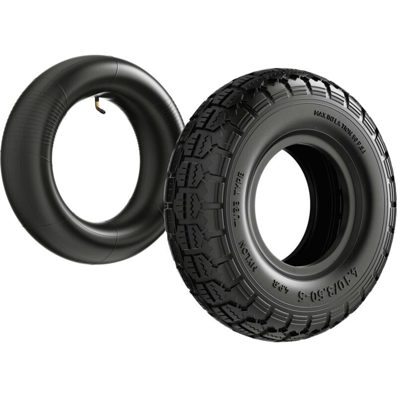 Wiltec - Reifen für Aufsitzmäher 11x4.10/3.50-5 4pr mit Schlauch und Winkelventil Komplettrad Rasentraktor