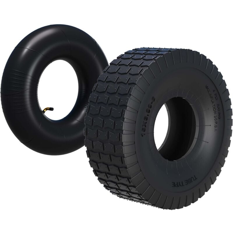 Wiltec - Reifen für den Aufsitzmäher 15x6.00-6 4pr mit Schlauch und Winkelventil Komplettrad Rasentraktor