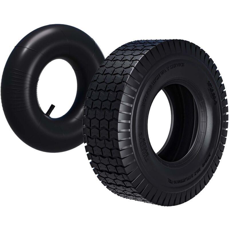 Wiltec - Reifen für den Aufsitzmäher 16x6.50-8 4pr mit Schlauch und geradem Ventil Komplettrad Rasentraktor