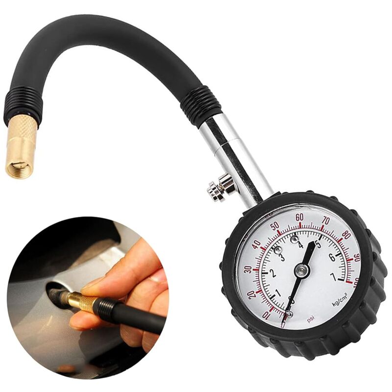 Reifendruckprüfer, Auto-Reifendruckmessgerät, Überwachung, Reifendruckprüfer, Reifendruckmessgerät mit flexiblem Luftschlauch für Auto, Fahrrad und