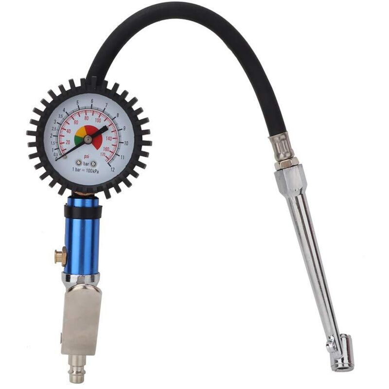 Reifenfüller mit Manometer, 12-Bar-Reifendruckpistole mit Schnellanschluss, Reifendruckmesser und Füller