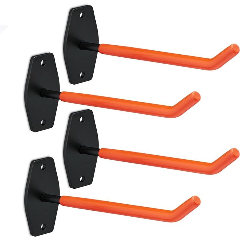 Reifenregal zur Wandmontage, 4er-Set, für Reifen und Felgen bis 40 kg, Stahl, orange - schwarz