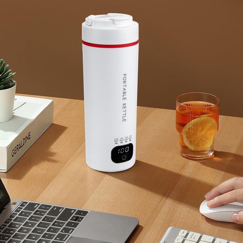 Reise Wasserkocher, 250-300W Klein Elektrische Wassertasse mit 4 Stufen der Temperaturkontrolle & LED-Anzeige, Mini-Wasserkocher für Camping,