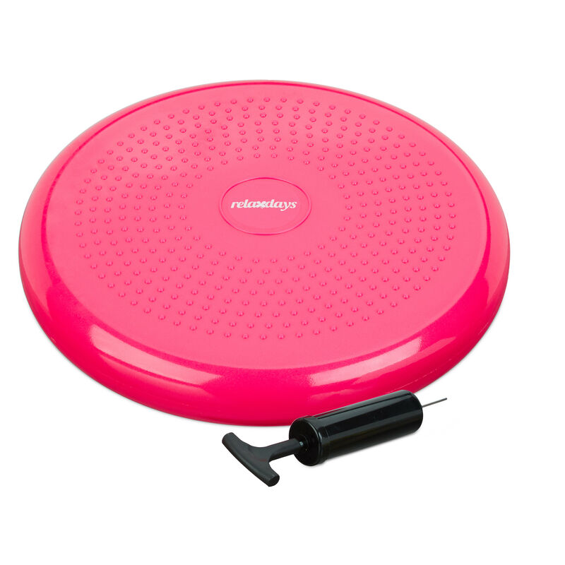 Relaxdays - Balance Kissen, max. Gewicht 140 kg, Balance Pad mit Luftpumpe, Ballsitzkissen m. Noppen, Fitnesskissen, pink