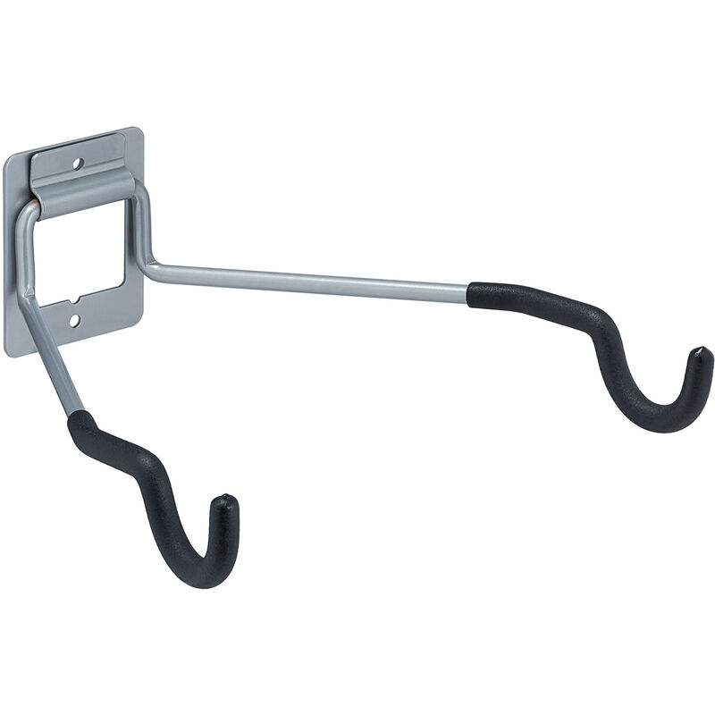 Relaxdays - Fahrrad Wandhalterung, klappbar, Tragkraft 25 kg, Wohnung & Keller, 11x31x33 cm, Fahrradhalter, schwarz/silber