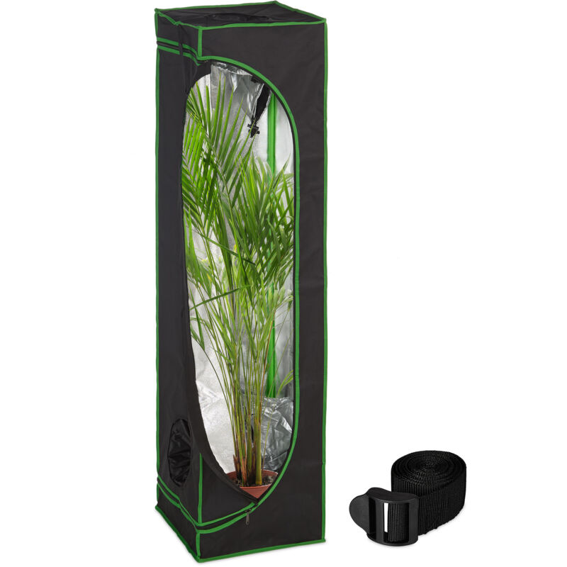 Relaxdays - Growzelt, HxBxT: 160x40x40 cm, reflektierende Innenfolie, lichtundurchlässig, indoor Zuchtzelt, schwarz/grün
