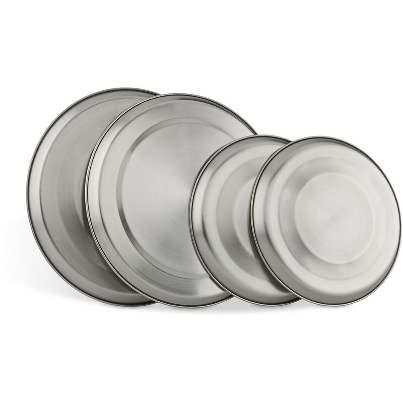 Relaxdays Herdabdeckplatten Edelstahl 4er Set, Herdplatten Abdeckung bis 20 cm Durchmesser Elektroherd Abdeckung, silber