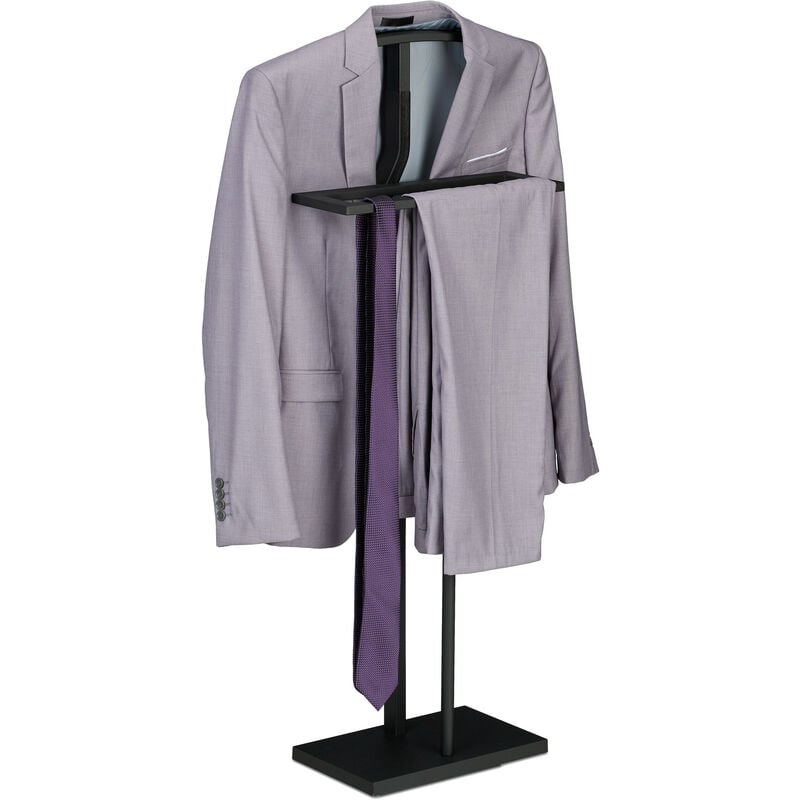 Herrendiener, HxBxT: 107 x 47,5 x 20 cm, Kleiderbutler, Hemd & Hose, Damendiener, aus Stahl & mdf, schwarz - Relaxdays