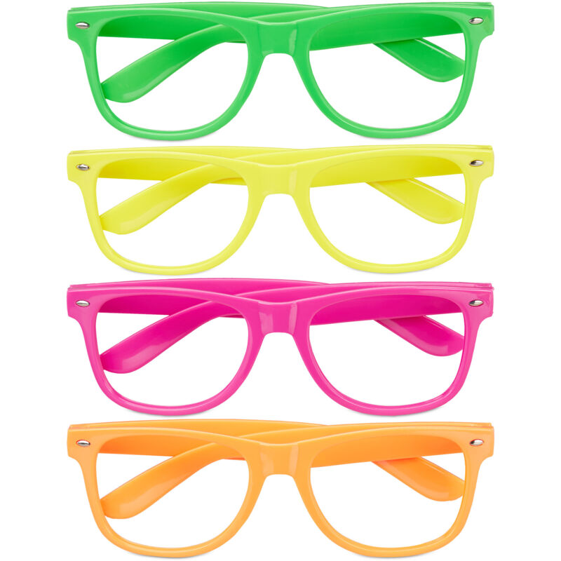 Relaxdays - 48 x Partybrille, lustige Brillen für Fasching & Karneval, Neon Brillen, One Size, HxBxT: 4,5 x 14,5 x 15 cm, bunt