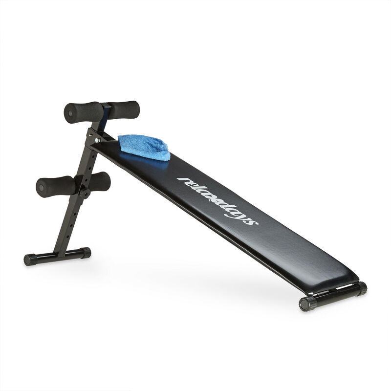 Sit Up Bank klappbar, 5-fach verstellbar, Bauchtrainer Bank, gepolsterte Beinfixierung, Trainingsbank, schwarz - Relaxdays