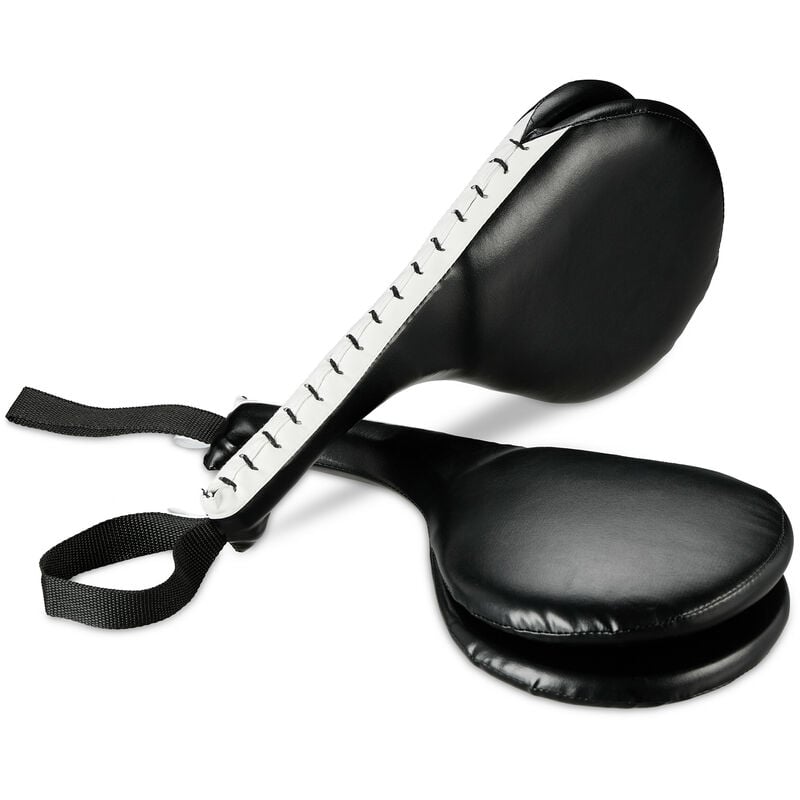 Taekwondo Handpratzen 2er Set, Doppelschlagpolster, Kick Pad, Kampfsport, h x b x t: 51 x 18,5 x 8 cm, schwarz - Relaxdays