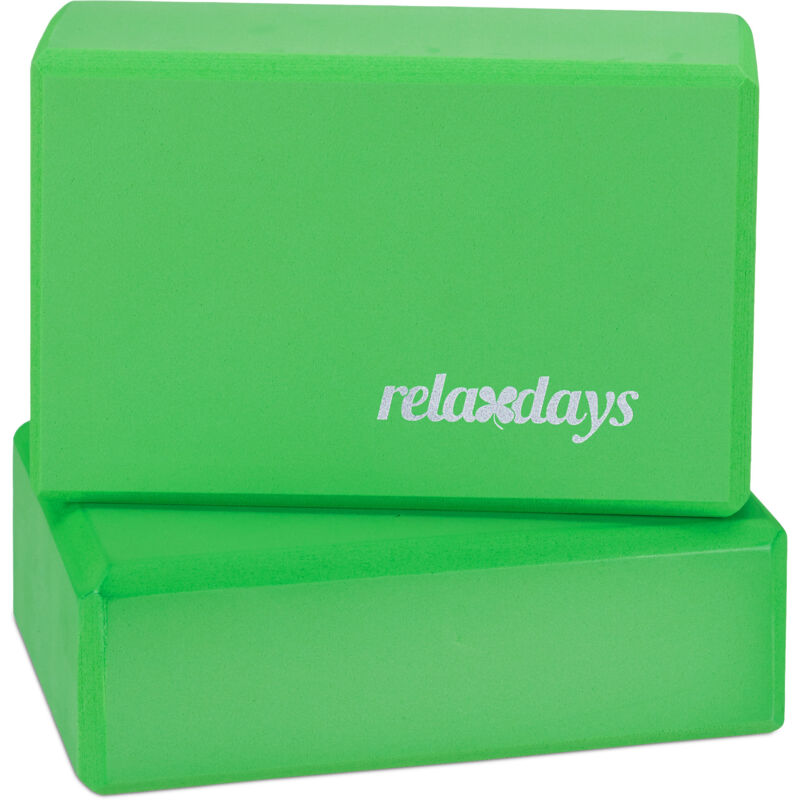 10 x Yogablock, Yoga-Klötze für Yoga-Übungen, Hartschaum, rutschfest, Yoga-Würfel, HxBxT: 8 x 23 x 15 cm, Grün