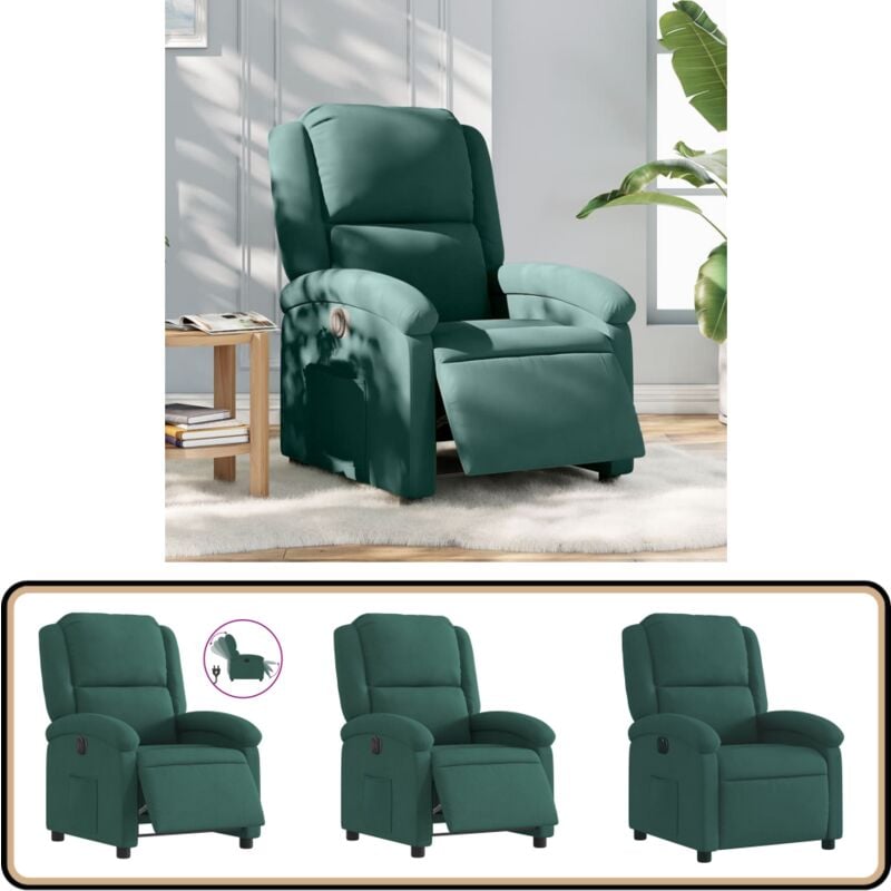 Relaxsessel Elektrisch Dunkelgrün Samt - Fernsehsessel - Elektrischer Relaxsessel - Samt Sessel - Lounge Sessel - Bequeme Sessel