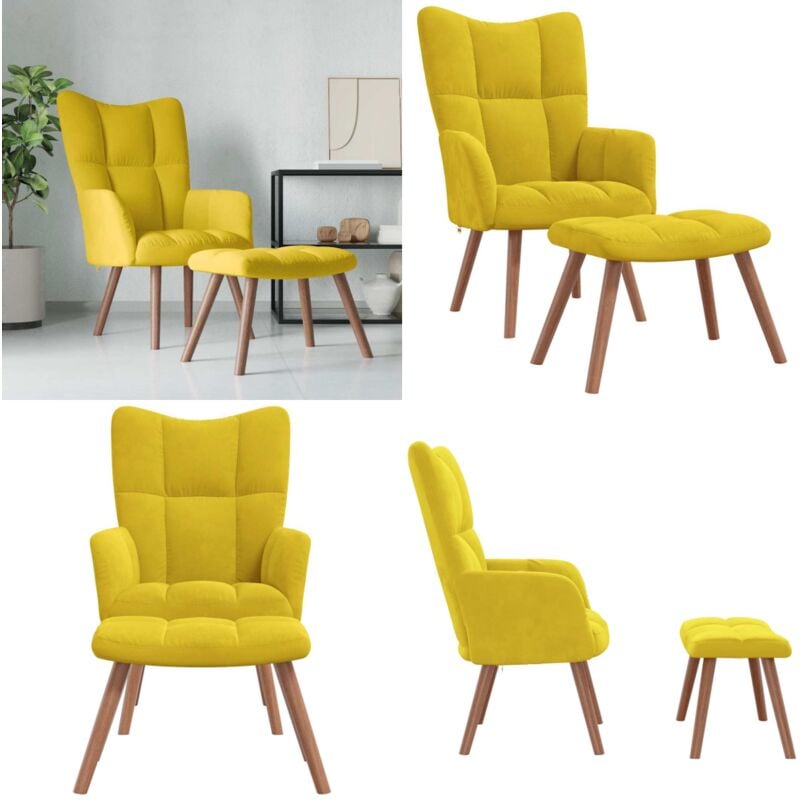Relaxsessel mit Hocker Senfgelb Samt - Sessel - Samt Sessel - Wohnraum Dekoration - Bequemlichkeit - Relax Sessel - Home & Living