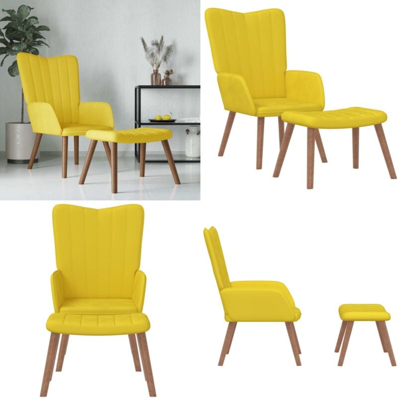 Vidaxl - Relaxsessel mit Hocker Senfgelb Samt - Sessel - Samt Sessel - Wohnraum Dekoration - Bequemlicher Sessel - Gelber Sessel - Home & Living