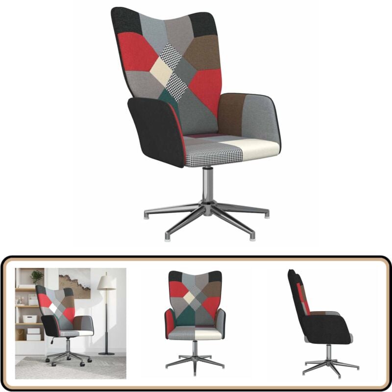 Relaxsessel Patchwork Stoff - Sessel - Wohnzimmersessel - Relaxsessel - Drehsessel - Patchwork Sessel