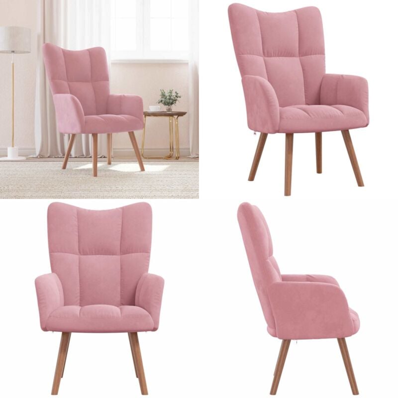 Relaxsessel Rosa Samt - Sessel - Rosa Sessel - Samt Sessel - Wohnraum Möbel - Bequemes Sofa - Home & Living