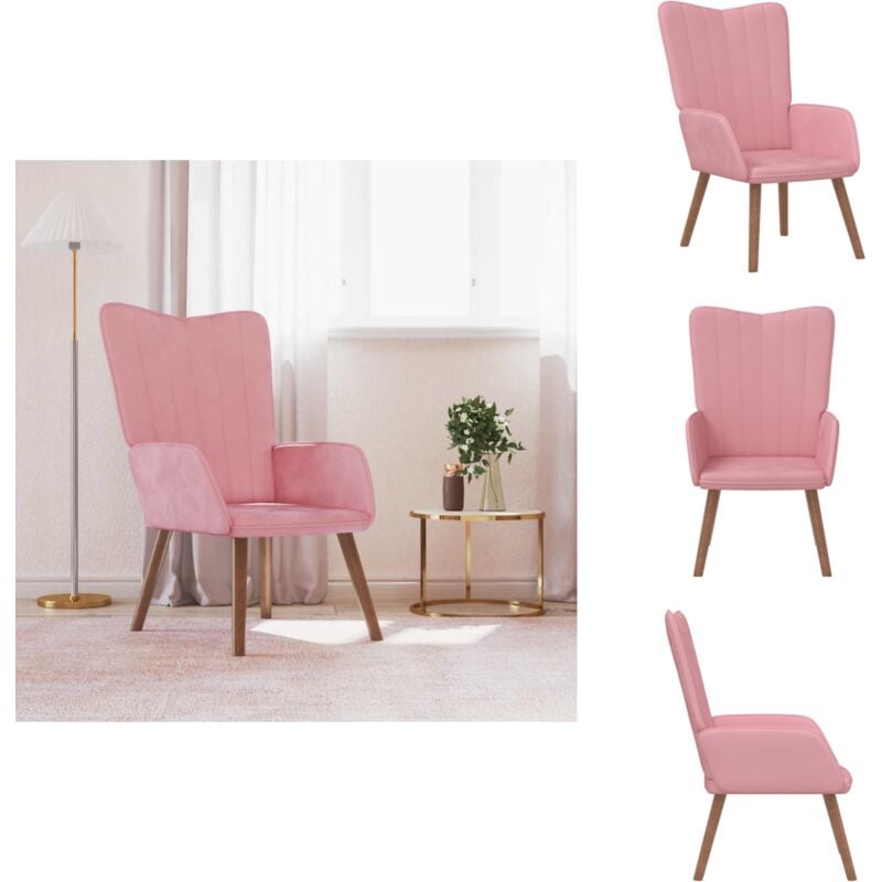 Relaxsessel Rosa Samt - Sessel - Rosa Sessel - Samt Sessel - Wohnzimmersessel - Gemütlicher Sessel
