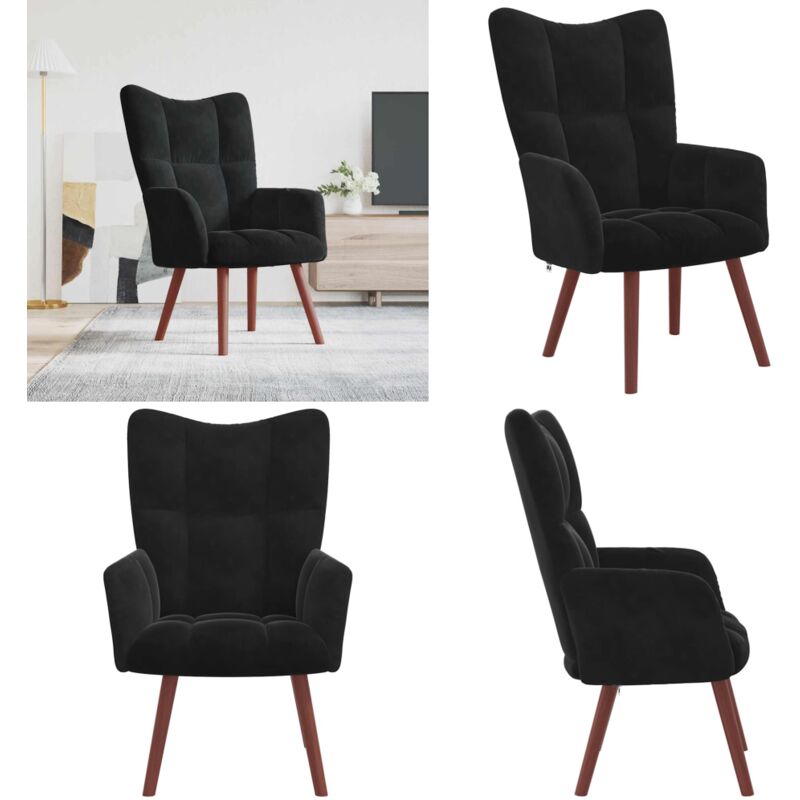 Relaxsessel Schwarz Samt - Sessel - Samt Sessel - Schwarzer Sessel - Wohnraum Dekoration - Lounge Sessel - Home & Living