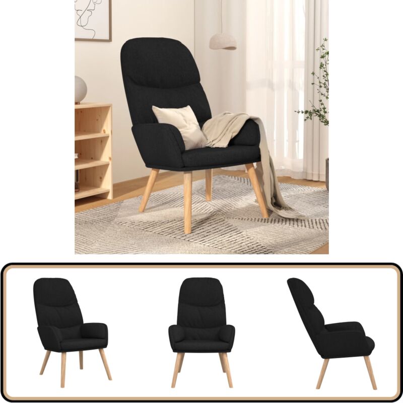 Relaxsessel Schwarz Stoff - Sessel - Relaxsessel - Wohnzimmersessel - Schwarzer Sessel - Gemütlicher Sessel
