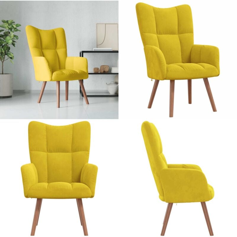 Relaxsessel Senfgelb Samt - Sessel - Samt Sessel - Wohnraum Dekoration - Bequemes Sofa - Gelber Sessel - Home & Living