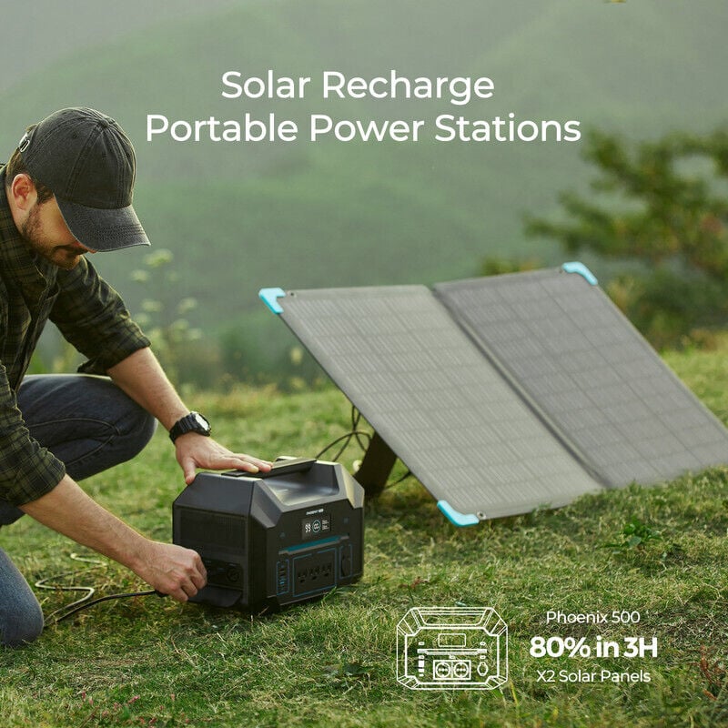 Renogy - Faltbares Solarpanel 120 w für tragbare Powerstation, wasserdicht mit verstellbarem Ständer, für Wohnmobil, Caravan, netzunabhängig