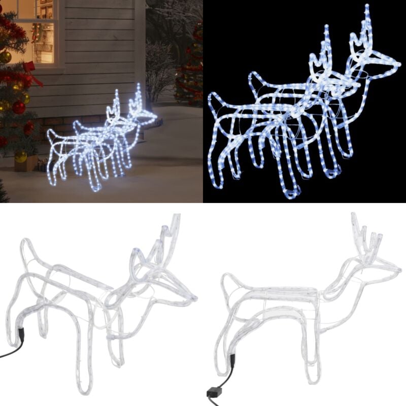 Rentier-Silhouetten 2 Stk. Kaltweiß 60x30x60 cm - Weihnachtsbeleuchtung Rentier - Weihnachtsdeko Rentier - Home & Living