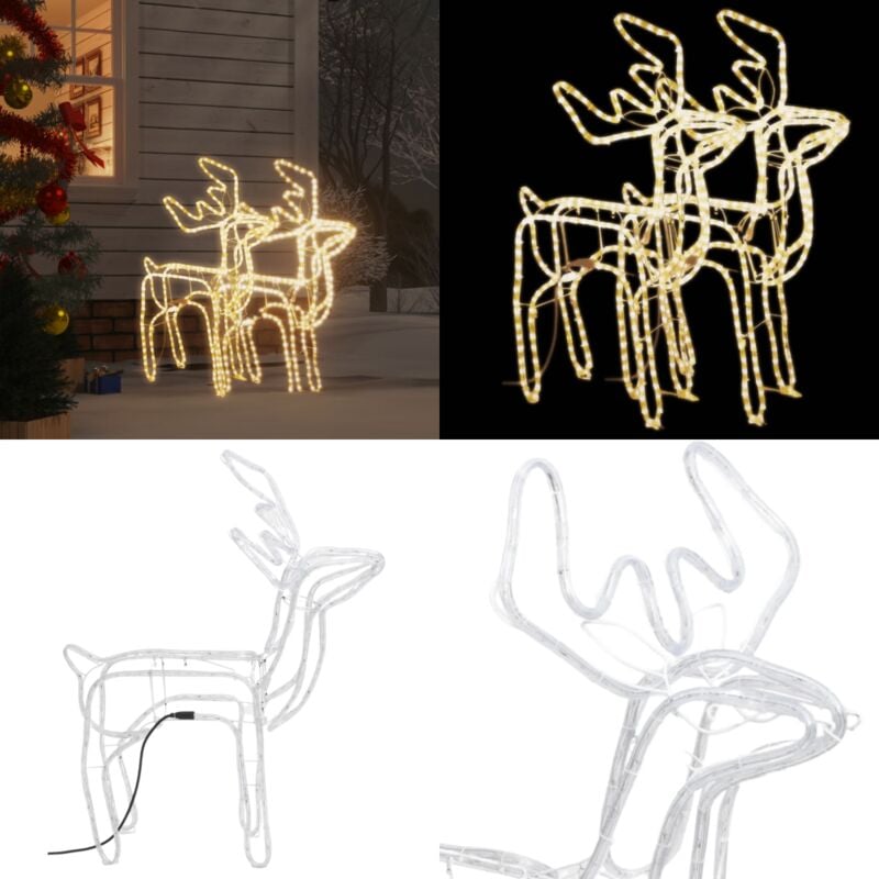 Rentier-Silhouetten 2 Stk. Warmweiß 76x42x87 cm - Weihnachtsbeleuchtung Rentier - Weihnachtsdeko Rentier - Home & Living
