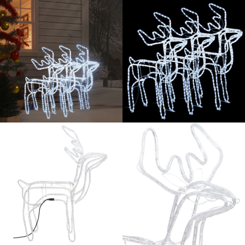 Rentier-Silhouetten 3 Stk. Kaltweiß 76x42x87 cm - Weihnachtsbeleuchtung Rentier - Weihnachtsdeko Rentier - Home & Living