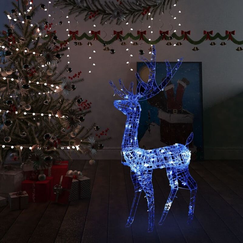 LED-Rentier Acryl Weihnachtsdekoration 140 LEDs 120 cm Blau vidaXL