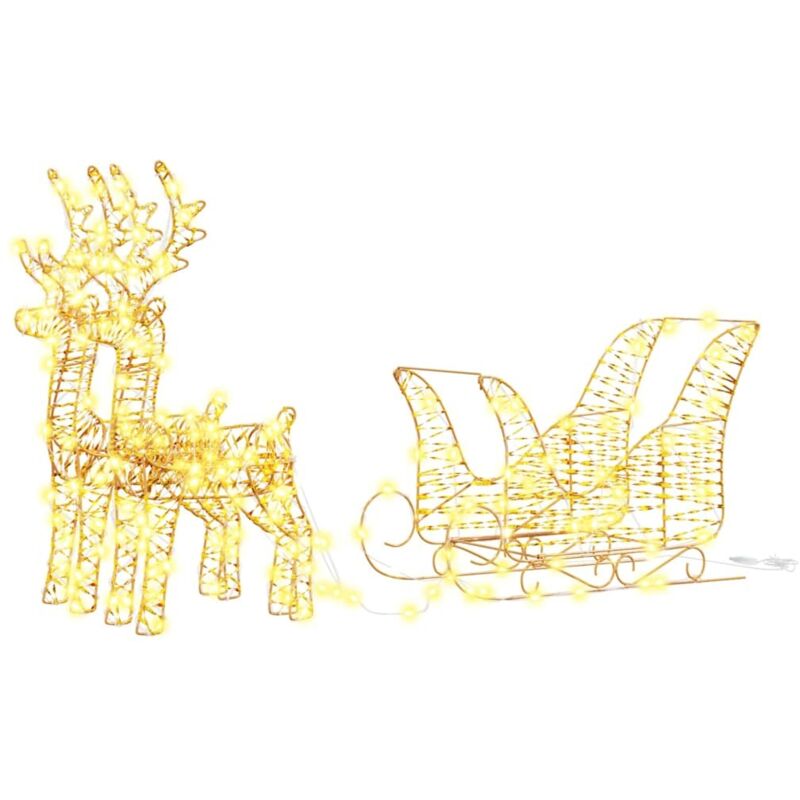 Rentier Zieh Schlitten Warmweiß 30 x 12 x 55 cm PET vidaXL