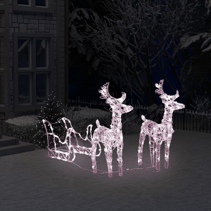 Rentiere & Schlitten Weihnachtsdekoration 160 LEDs 130 cm Acryl CFW911276