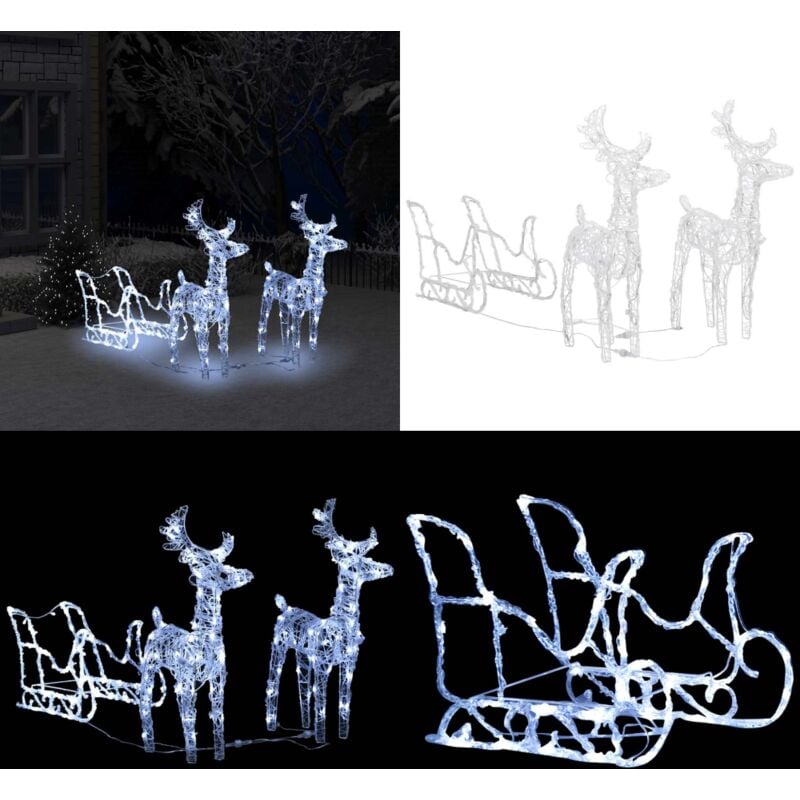 Rentiere & Schlitten Weihnachtsdekoration 160 LEDs 130 cm Acryl - Weihnachtsdekoration - Lichterkette - Outdoor Beleuchtung - Winterdeko