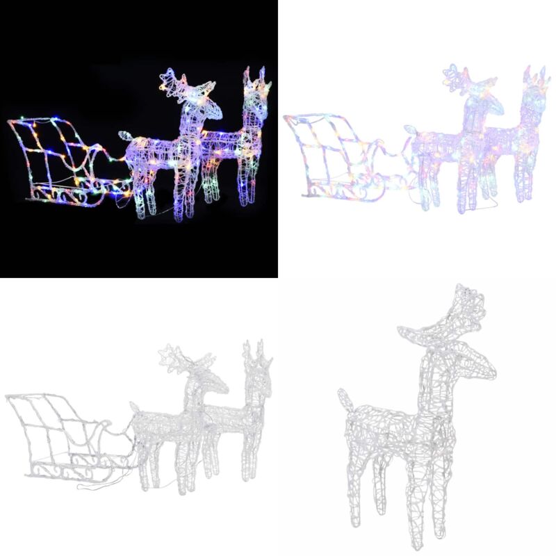 Rentiere & Schlitten Weihnachtsdekoration 160 LEDs 130 cm Acryl - Weihnachtsdekoration - LED-Beleuchtung - Rentierfigur - Winterdeko